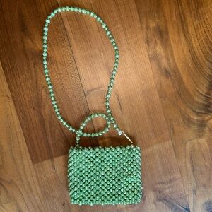 CULT GAIA Green Beaded Pearl Purse Crossbody